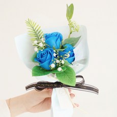 ASPASIA Hoah 3朵香皂玫瑰花束, 藍色, 1個
