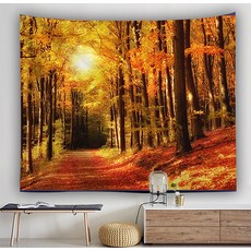 森林背景感性織物海報, 楓葉路