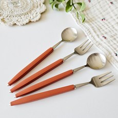 Bogen 可愛茶匙 2入+茶叉 2入組緞面+胡蘿蔔, 1組, 2p 茶匙 + 2p 茶叉