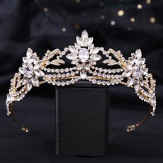 LUNA GLAM 自助婚紗雪花鋯石皇冠 G296, 1個, 金白色