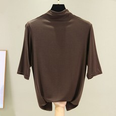 스타 얇은 하이넥 미드 슬리브 임부 반팔 목티셔츠