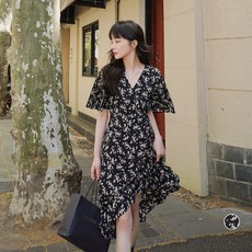 엘쏘 언발란스 플라워 프린트 원피스 빅사이즈 포함