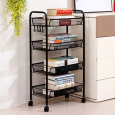 마켓플랜 라이트 메쉬 철제 트롤리 45x27x83cm, 블랙, 4단