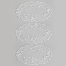 BLOOMING&ME 玫瑰圓點蕾絲橢圓形餐墊 3入, 單一顏色, 大