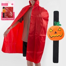 PARTYSHOW 派對時尚萬聖節女巫披風 + 南瓜手鍊組, 1套, 紅色(披風), A款(手鍊)