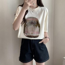 레몬소울 여성용 호무 프린팅 반팔 티셔츠