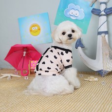 에이미러브즈펫 강아지 BL 러빙유가디건, 베이지블랙하트, 1개