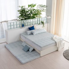 바이빔 에어코어 3단 접이식 워셔블 매트리스, 블루, 5cm