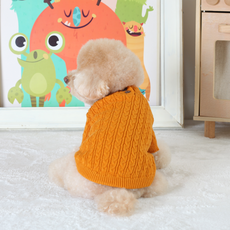 AMYLOVESPET 寵物 Woody Henry 麻花針織衫, 橘棕色