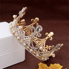 Luna Glam 十字造型 巴洛克圖紋 珠寶 自助婚禮 皇冠 WC819, 金色, 1個