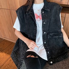MarketA 休閒寬鬆牛仔背心 R
