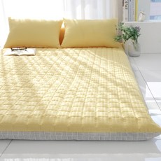 스코홈 여름 냉감 시어서커 누빔 요커버 + 요솜 세트, 심쿵옐로우