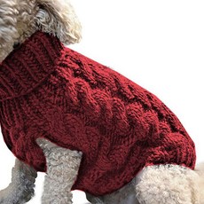 狗狗針織高領衫 WI015DG, 酒紅色, 1個