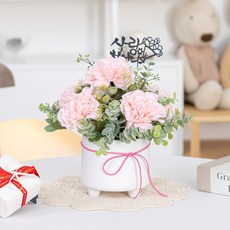 花樹仿真花 高級康乃馨 感謝禮物 尤加利盆栽套組, 混色