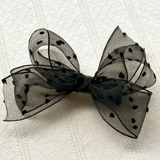 LuckyBambine 兒童圓點蝴蝶結歐根紗髮夾