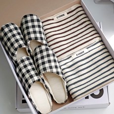 까사베르데 선염 런던 ST 타월발매트 2종 + 체크돔형 슬리퍼 2p + 선물박스 세트, 그레이, 브라운(발매트), 베이지 블랙(슬리퍼), 화이트 + 블랙(선물박스), 1세트