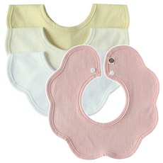 BUNNIE BLOSSOM 夏季旋轉圍兜 4件組, 桃紅色 + 奶油黃色 + 米色 + 米白色, 4件, 1組