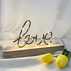 이플린 감성 레터링 무선 조명 우드 집꾸미기 소품 USB 타입, 러브