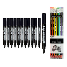 동아 유성매직 12p + 투코비 삼각 지우개 연필 SG-208 12p 세트, 흑색(유성매직), 혼합색상(지우개연필), 1세트