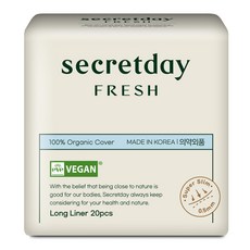[비건라이프] 시크릿데이 프레쉬 팬티라이너, 롱, 20개입, 1개