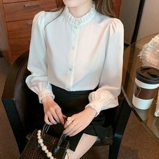 Chichills Lubin荷葉邊領端莊正式女襯衫 12127 愛心鈕扣