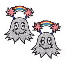 熱燙式彩虹幽靈布貼, 2個, 灰色