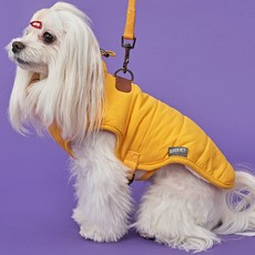 DOG-i 寵物內刷毛抽繩高領防寒衣附牽引環, 黃色, 1件