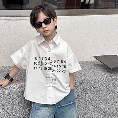 Starbean 男童休閒日曆圖案短袖襯衫
