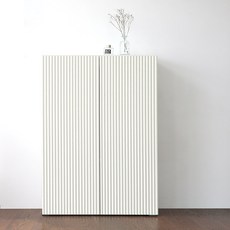 스칸디무드 국내제조 베르노 템바보드 슬림 높은 거실 수납장 800 3단 방문설치, 아이보리