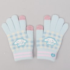 兒童大耳狗格紋絨毛觸控手套