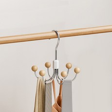 PEONIST 360度旋轉多用途收納掛鉤 免打孔掛架, 木色, 1個