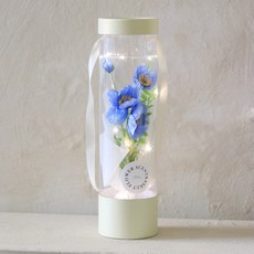 센트바스켓 조화 양귀비 실크플라워 꽃다발 LED 원통 캐리어, 블루, 1개
