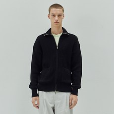 Knitted 男款柔軟棉重磅鬆餅格紋雙向拉鍊開襟衫