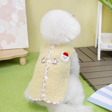 파스텔펫 반려동물 곰돌이 패턴라인 조끼, 옐로우, 1개