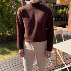 로댄티 남성용 포근한 반폴라 니트 티셔츠