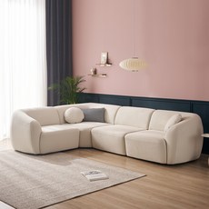 일마레하우스 보떼 갤럭시 패브릭 4인용 코너 소파 + 쿠션 3p 세트 방문설치, 아이보리