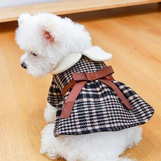 狗狗蝴蝶結毛呢T恤背心高領毛衣連身衣 狗狗衣服 PRDP0137, 棕色格紋