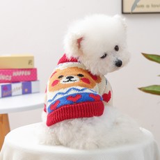PASTEL PET 寵物愛心小熊針織衫, 紅色, 1個