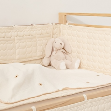 AiRabbit 愛心加厚嬰兒床防撞護欄 適用Bella 小型, 淺米色