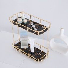 Ju and Ji 金色黑色大理石 2 層方形托盤, 1個