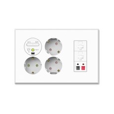 WONHA Ti2通訊插座待機3口+RJ45 2口+喇叭口啞光白雪, 1個