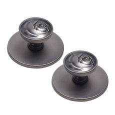 拉手世界玫瑰圓盤家具拉手銀盤, 2個