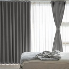 Blindmake 記憶塑形 99.99% 遮光窗簾 天然亞麻 掛鉤式 2件組, 深炭灰