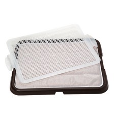 Kkzero 小型犬用柔性便盆板，防止尿液飛濺 + 帶陶瓷球的便盆墊 30 天 48 x 37 x 2 厘米套裝, 深棕色, 1套