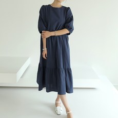 BBAEBBAE 女款棉質長版洋裝, 海軍藍