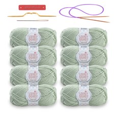 미소털실 러비더비 뜨개실 8p + 바늘 패키지 세트, 11 민트(실), 랜덤발송(가죽라벨), 1개