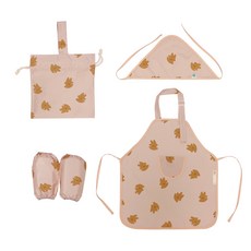 aijoo 孩童印花防水圍裙+袖套+頭巾+收納袋