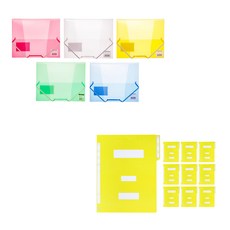 ECO Chungwoon 多色透明X形固定帶文件夾 A4 5入+紙質公文夾 10入, 隨機（透明X波段文件），黃色（政府文件）, 1套