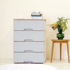 보노하우스 국내 제조 모던플러스 우드 상판 서랍장, 라이트그레이, 4단