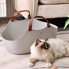 딩동펫 나드리 휴대용 바구니 고양이 배변 화장실 + 모래삽, 그레이, 1개
